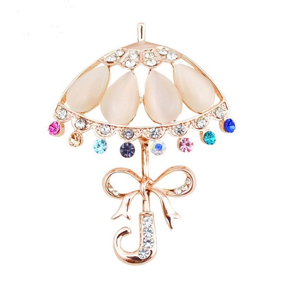**SOFIA* Gold x Opal Gem Umbrella Fashion Brooch - Picture 1 of 3
